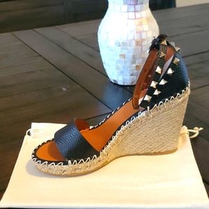 Valentino Rockstud Espadrille Wedge